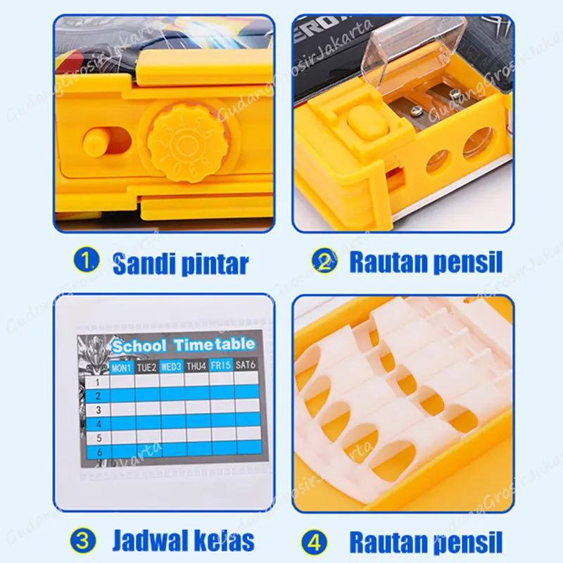 Kotak Pensil Multifungsi Motif Kartun Untuk Anak Laki-Laki /Transformer Password Pencil Case /Tempat Pensil Magnet Sandi Multifungsi Motif Kartun Untuk Anak Laki-Laki 6