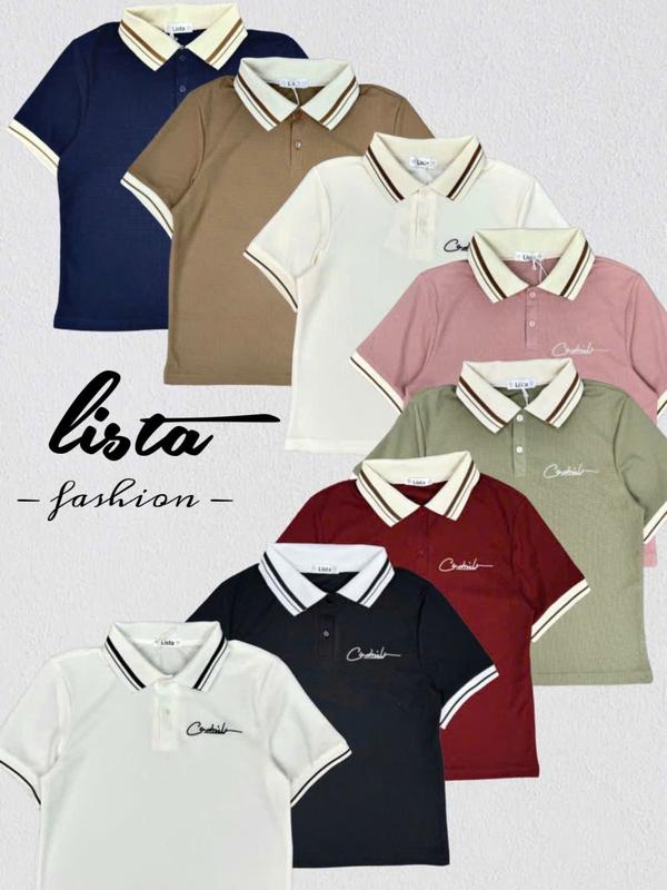 Lista - Áo thun Polo thêu chữ from Babytee từ 38 - 85 kg ,Thiết kế đơn giản - sang trọng - tự tin mix đồ  ,vải thoáng mát - mềm mịn. áo công nữ Nhung Top Women (M3)