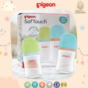 Pigeon Botol Susu Bayi Twin Pack Isi 2 BPP Wide Neck 160ml With SofTouch Nipple Dot Anti Kolik & BPA Free