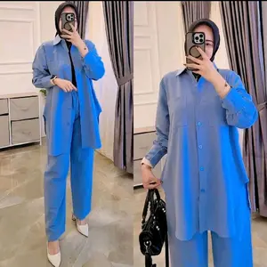 Setelan Kantong 2 Semi Tunik untuk Wanita Baju Modis dan Nyaman