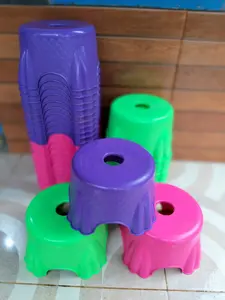 2PCS Bangku jongkok bulat plastik / kursi anak warna / bangku kecil murah serbaguna Furniture