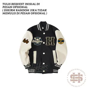 HAKKIES X ARCAZORA Jaket Varsity Anak Lakilaki Perempuan Custom Iniasial A-Z Umur 1-12 Tahun