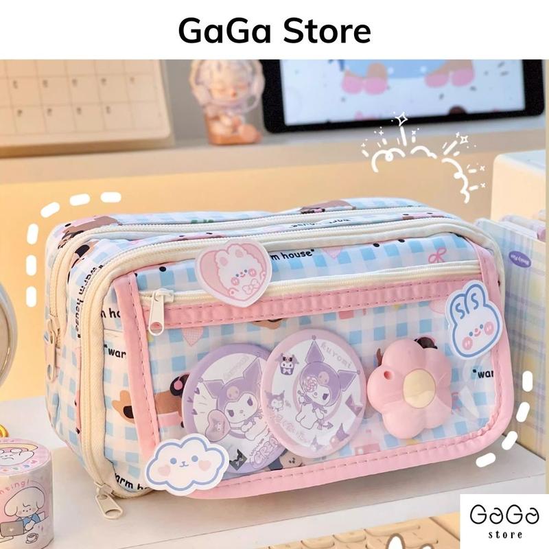  Bóp viết  hộp đựng bút trong suốt nhiều ngăn dung tích lớn cho học sinh  sinh viên họa tiết dễ thương PKV030 gagastore 