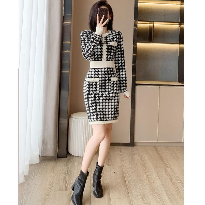 Product Introduction of [Cửa Hàng Ở Nước Ngoài] Váy Dài Tay Kẻ Sọc Phong Cách Đường Phố Cho Nữ, Dáng Ôm, Cổ Thuyền, Đi Làm, Ngoại Cỡ, 101221 18