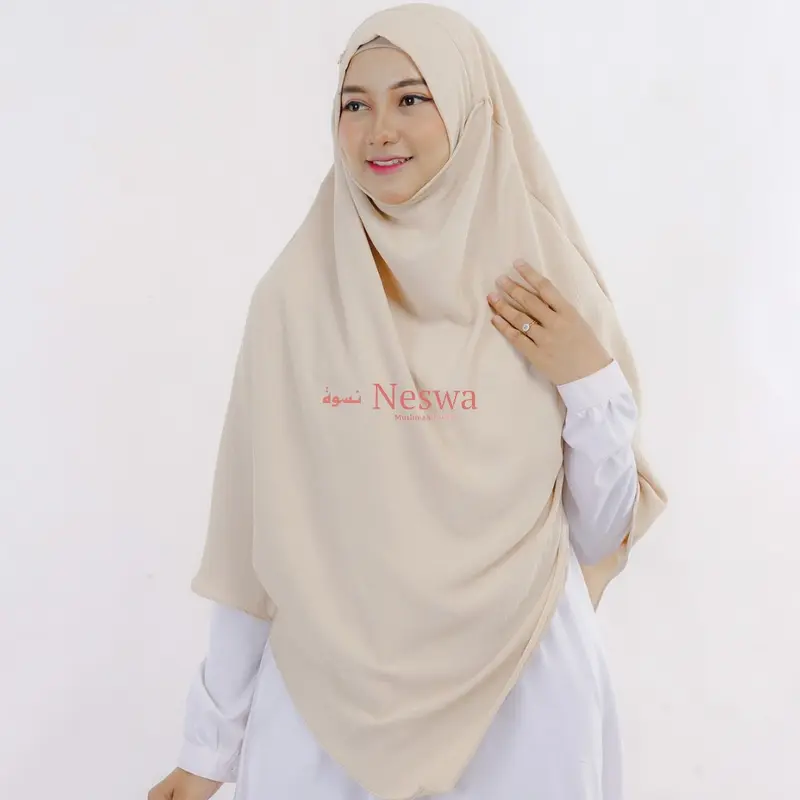 NESWA French Khimar Instan Free Cadar Tali Syari Crinkle Airflow Premium Instan Hijab Traveling FK Antem Panjang Cantik 2