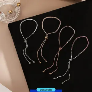 LS Gelang Serut Milano Diamond Rhinestone Adjustable Bracelet Wanita Fashion GL013