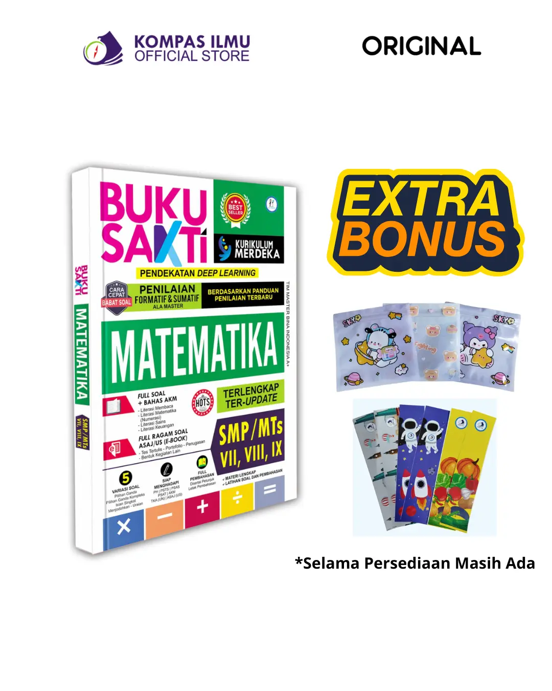 BUKU SOAL MATEMATIKA SMP KURIKULUM MERDEKA | BUKU SAKTI MATEMATIKA Kelas 7,8,9 SMP/MTs (Kompas Ilmu) buku  jenius