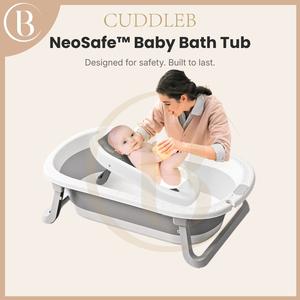 CuddleB NeoSafe Besen Mandi Bayi Besar Lipat Mudah Dibawa dengan Termometer Anti Selip Untuk Bayi 0-5 Tahun Large Baby Bath Tub For Newborn Infant Foldable Portable Folding Bath Tub Thermometer Besen Mandi Baby