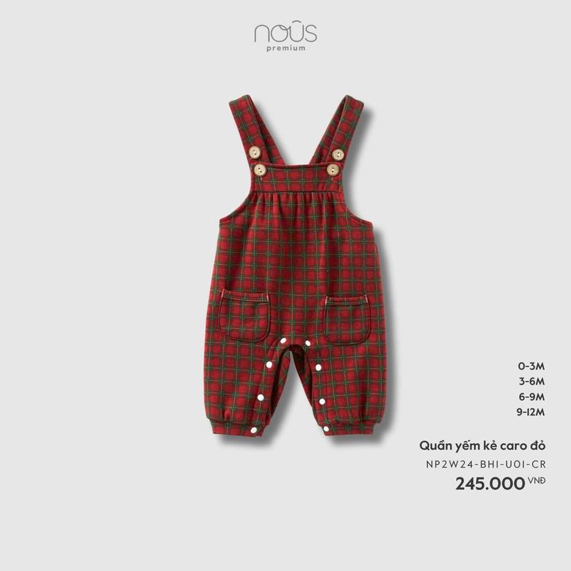   KOL Nous Xmas  Quần yếm kẻ caro đỏ màu sắc Noel cho bé đến 1 tuổi BST T11 