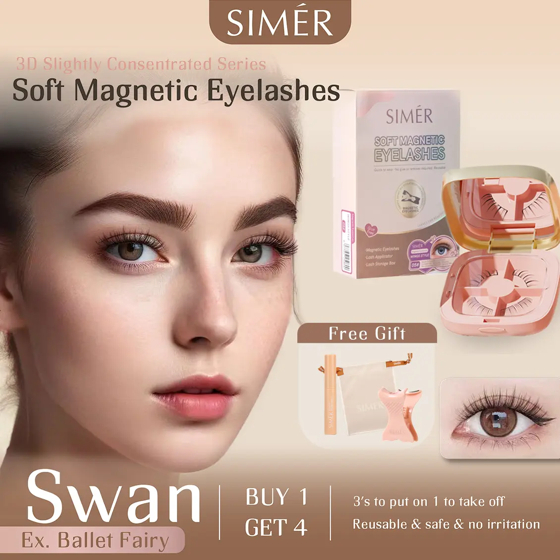 SWAN - Elegant and Natural Magnetic Eyelashes Bulu Mata Magnet Viral