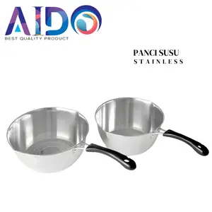 AIDO Panci Susu Multifungsi Stainless Steel 18cm/20cm - Cocok untuk Mie Sup & Masakan Kuah - Gagang Kuat & Tidak Panas - Kitchenware Multifungsi