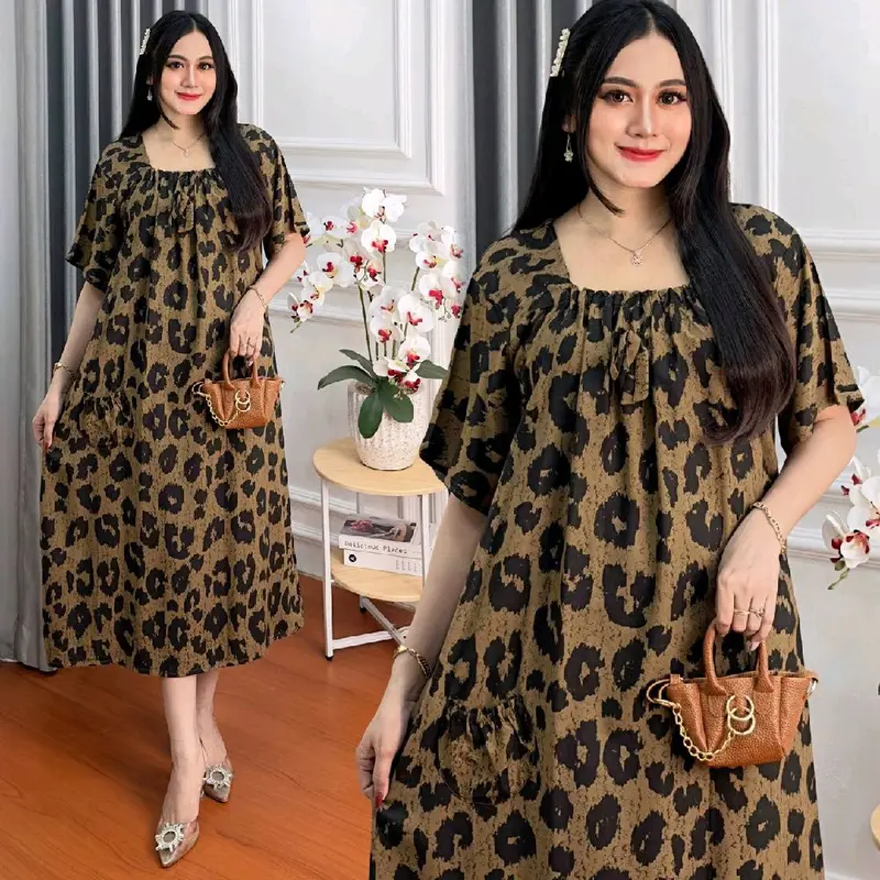 Daster Yukensi Leopard Ld 120cm Karet Dada Busui friendly kekinian 2