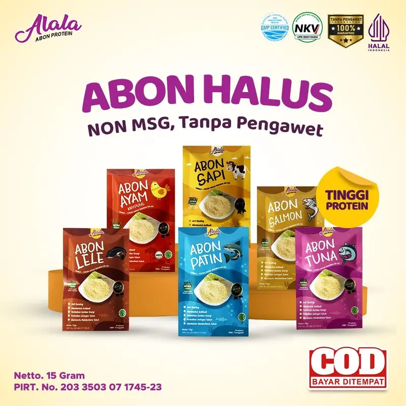 [PAKET BUNDLING HEMAT 3 PCS] ALALA Abon Bayi  8 Bulan -  Makanan Bayi Tidak Pedas - Abon Alala 15gr Abon MPASI Bubuk Powder Tabur 0