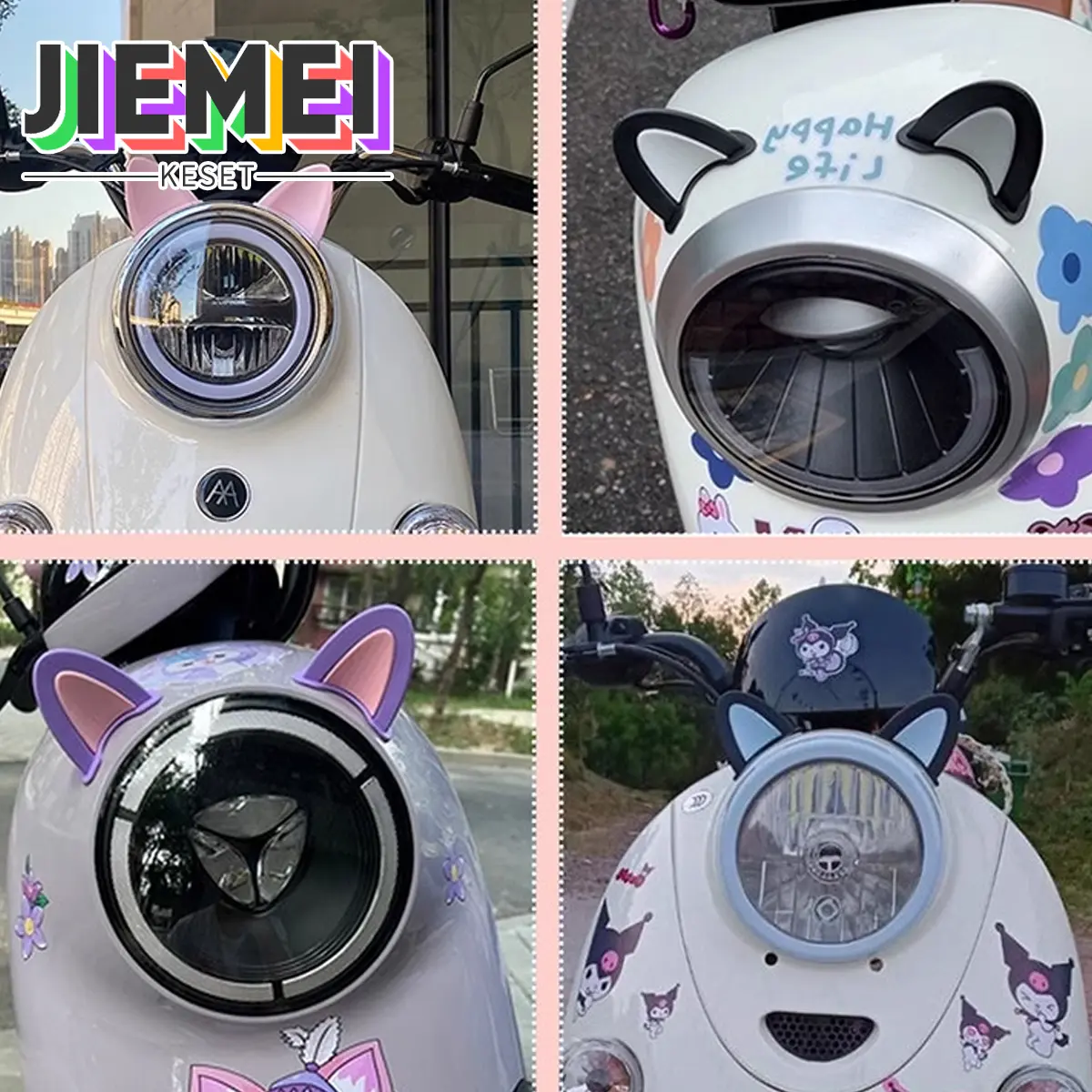JIEMEI Telinga Aksesori Helm Telinga Kucing/Aksesori Helm Sepeda Motor Elektrik/Aksesori Helm Mode Kepribadian Telinga Lucu