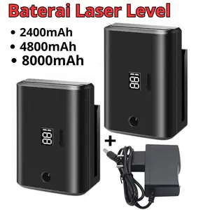 Baterai Laser Level 8000mAh dengan Charger Rechargeable Battery Cadangan Isi Ulang LED Display Kapasitas 2400mAh & 4800mAh