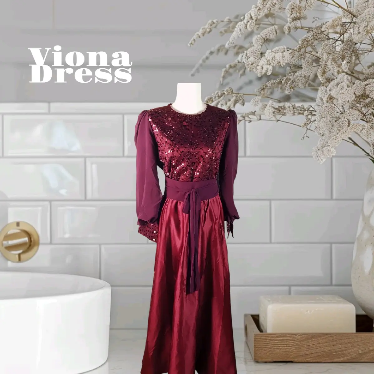 Gamis maxi wanita kode Mawar maxi gamis formal pesta kondangan Muslim Dewasa Remaja