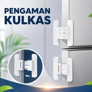 Kunci Pengaman Pintu Kulkas 1 Set - Safety Lock Baby Proofing Tombol Ganda