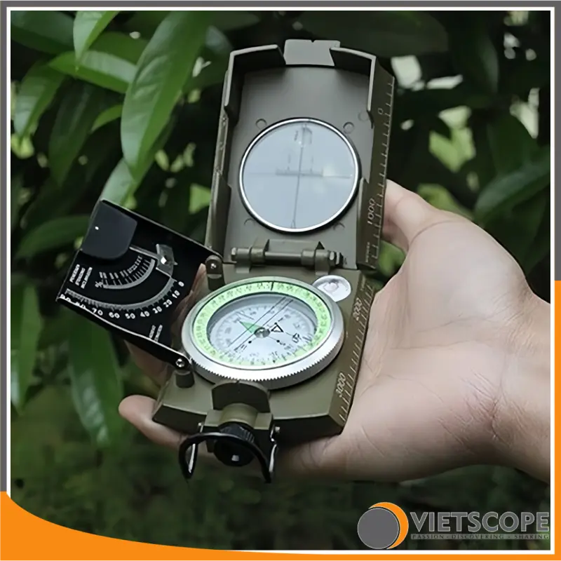 La Bàn Đa Dụng Cao Cấp Chuẩn Quân Đội Thân Kim Loại - Chống Nước, Đo Độ Nghiêng