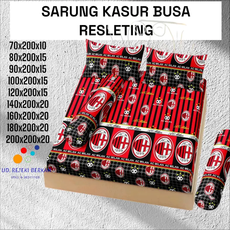 Sarung Kasur Busa Resleting Polyester Halus & Lembut Kain 200/180/160/140/120/100/90/80/70 Non Bantal Guling Non Bedcover 1
