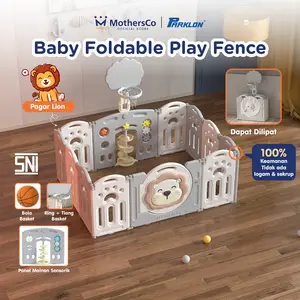 Parklon Baby Kids Play Fence | Pagar Bermain Bayi Anak | Baby Fence | Pagar Anak Tempat Bermain Bola | Dapat Dilipat + Ring Basket + Papan Mainan Sensorik