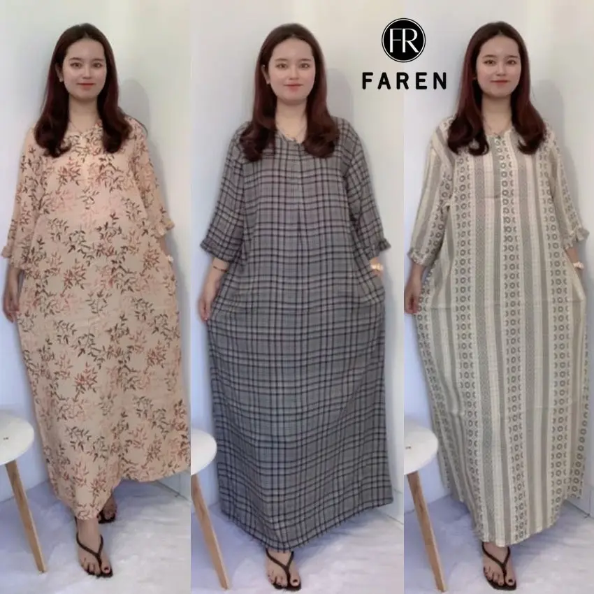 Daster Faren - Gamis Busui Tangan Rempel 7/8 Semata Kaki Rayon Motif Nyaman