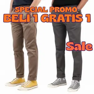 (PROMO BELI 1 GRATIS 1) CELANA CHINOS PANJANG PRIA KATUN PREMIUM BAHAN COMBED MELAR ELASTIS DEWASA DISTRO CASUAL NYAMAN FORMAL