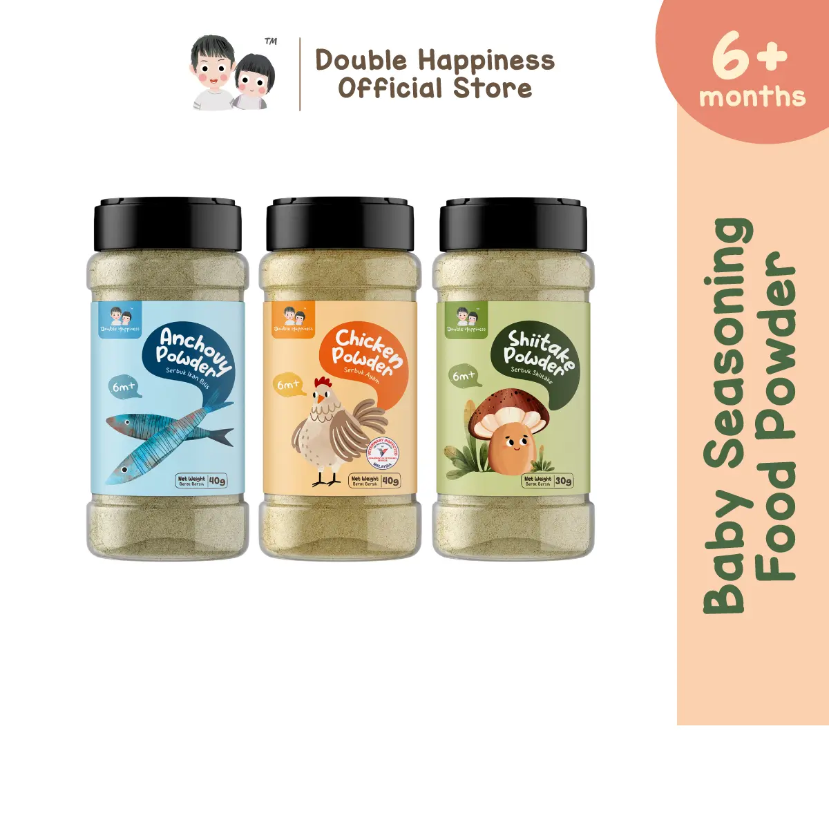 Double happiness baby seasoning powder / serbuk perasa makanan bayi / baby food powder / makanan baby 6 bulan