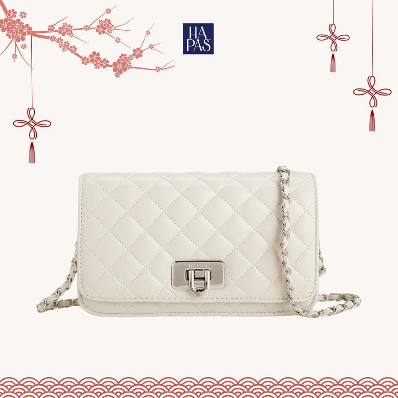   DEAL LIVE  Túi Xách Nữ HAPAS Ô Trám Nắp Gập Đeo Chéo Đeo Vai Sang Trọng Chính Hãng Size 20 - TDC20138 Bag Women Da Chữ Nhật 