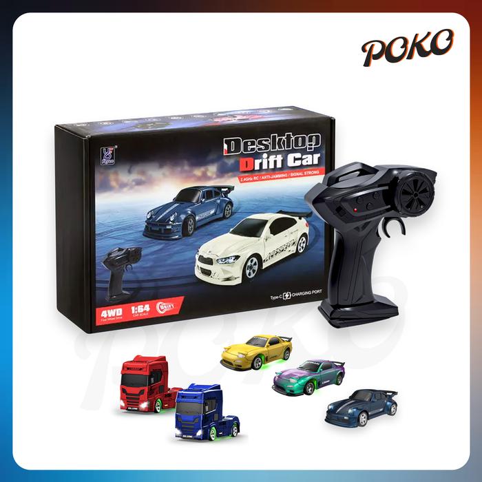 Voiture De Drift RC Miniature 1/64 – 4WD Avec Lumières, 2,4 GHz Et Obstacles – 15 Km/h – Cadeau Enfant Dès 6 Ans