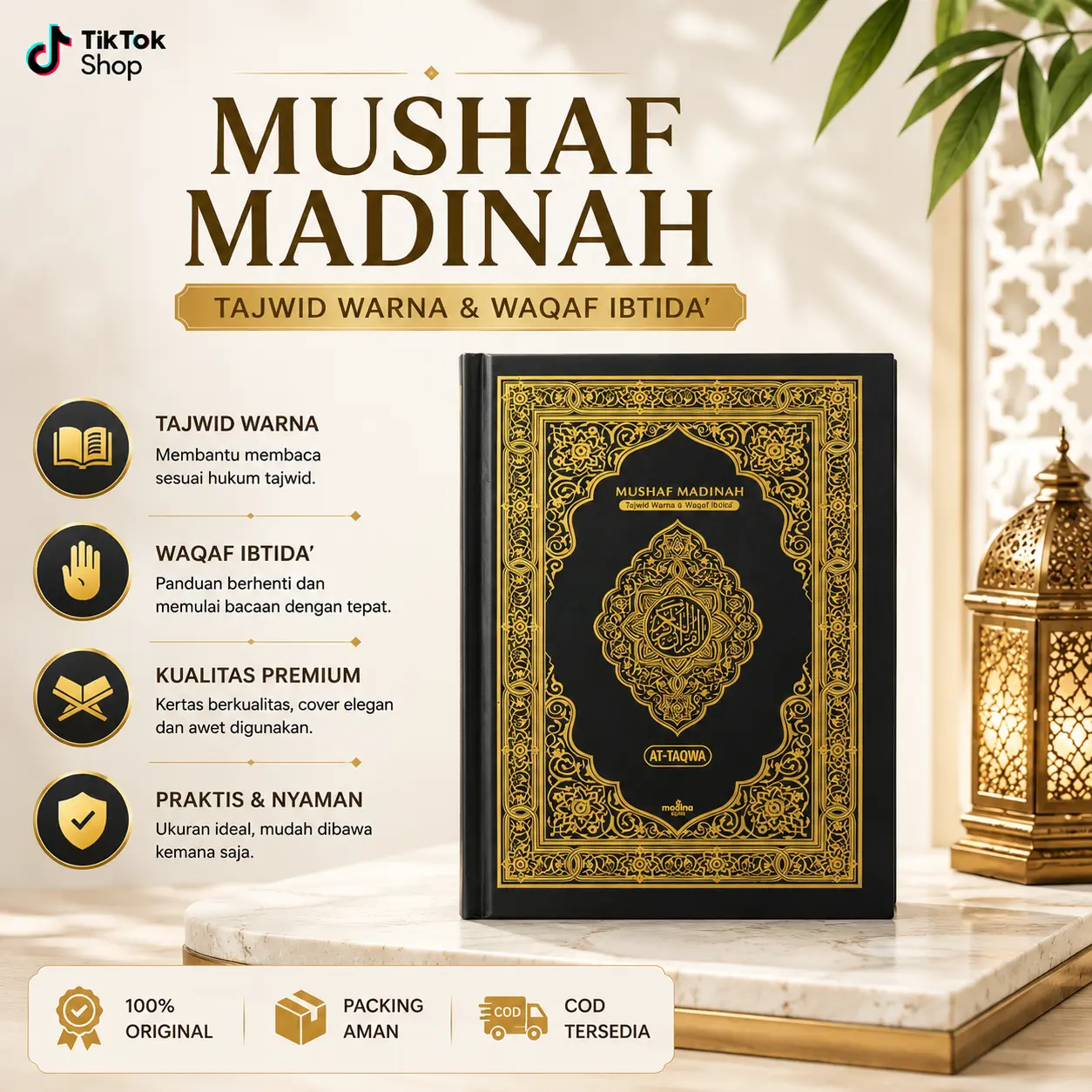 Al Qur'an Mushaf Madinah At-Taqwa  Ukuran A5 - Tajwid Warna dan Waqaf Ibtida' Spesial New Edition al qur'an tajwid lengkap