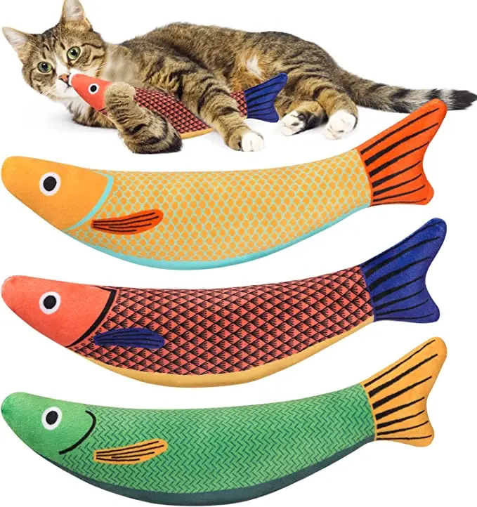 Plush Cat Toys Kitten Toys Fish with Catnip Cat Nip Toys Cat Chew Plush Toys Interactive Kitten Cat Toys
