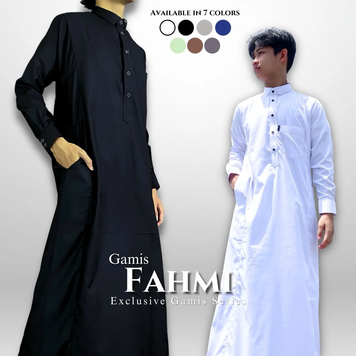 Jubah Pria | Gamis Pria Lengan Panjang Kancing Hitam Polos Alfaroza  Dewasa Katun Muslim