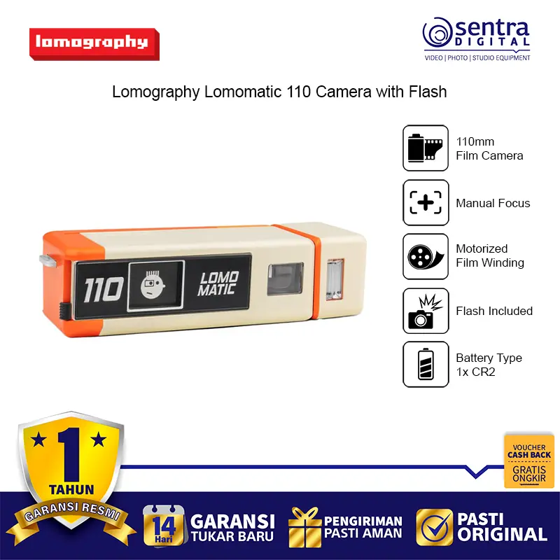 Lomography Lomomatic 110 110mm Format Film Lomo Camera with Flash X01