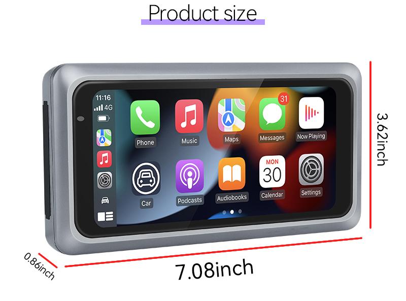 Product Introduction of M6 Motorcycle Portable GPS Navigation Dash Cam Recorder Wireless Apple Carplay Android Auto 6.25 Inch Touch Screen IPX7 Waterproof Tire Pressure System TPMS Metal body 17