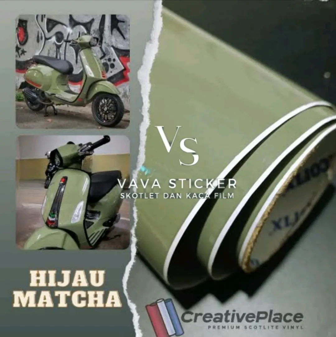 Stiker skotlet hijau matcha/skotlet warna khakigreen