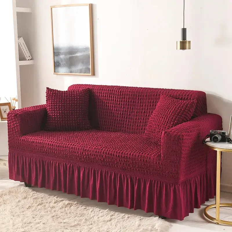Bọc Ghế Sofa vải thun Thông Dụng 1 2 3 4 chỗ ngồi, Co Giãn Seersucker, Thích Hợp Cho Phòng Khách Vỏ Gối 7