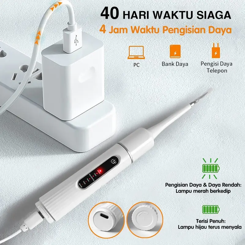 Electric Toothbrush Alat pembersih karang gigi sendiri Cerdas Ultrasonic Scaling Menghilangkan plak karang gigi Pembersih gigi elektrik 2 IN 1 Tool Dental Scaler Ultrasonic Toothbrush Portable / Tartar Remover Tool / Tooth Cleane /Alat Pembersih Plak Gigi 1