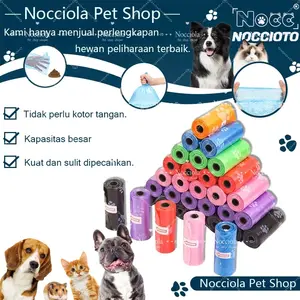 Kantong Plastik Limbah Limbah Hewan Peliharaan 15 per Roll Kantong Kotoran Limbah Anjing dan Kucing Cetak Kantong Sampah Organik