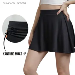 Rok Sport Olahraga Joging Aerobik Zumba Padel Lari Senam Bersepeda Penutup Celana Ketat Bawahan Multifungsi Ada Kantong Muat HP Bahan Spandek Adem Melar