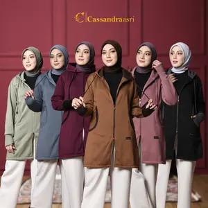 Cassandraasri Elnara Jaket Muslimah Jaket Panjang Outer Wanita Syar'i Fleece Tebal Premium Fleece Gramasi 280