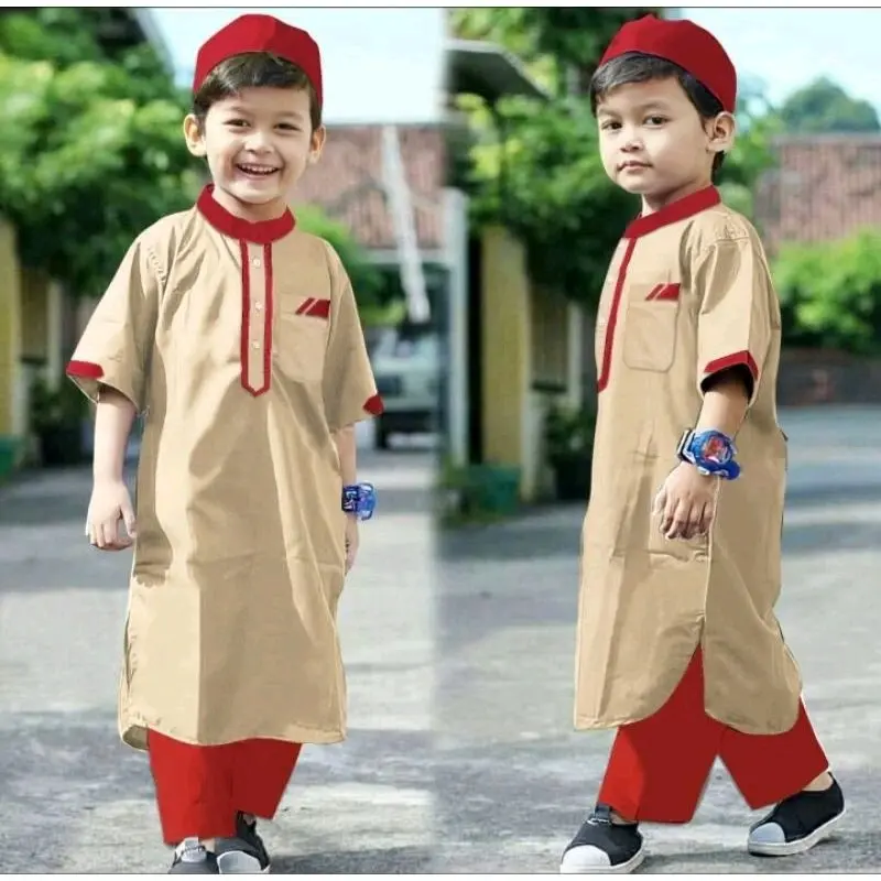 Baju Koko Anak Laki-Laki 1-12 Tahun Setelan Baju Muslim Anak Cowok| Pakistan | Akbar Celana Panjang Katun Pendek 4