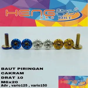baut piringan drat 10 bintik import heng gold blue chrome vario 150 125 new adv150 harga perbiji/satuan