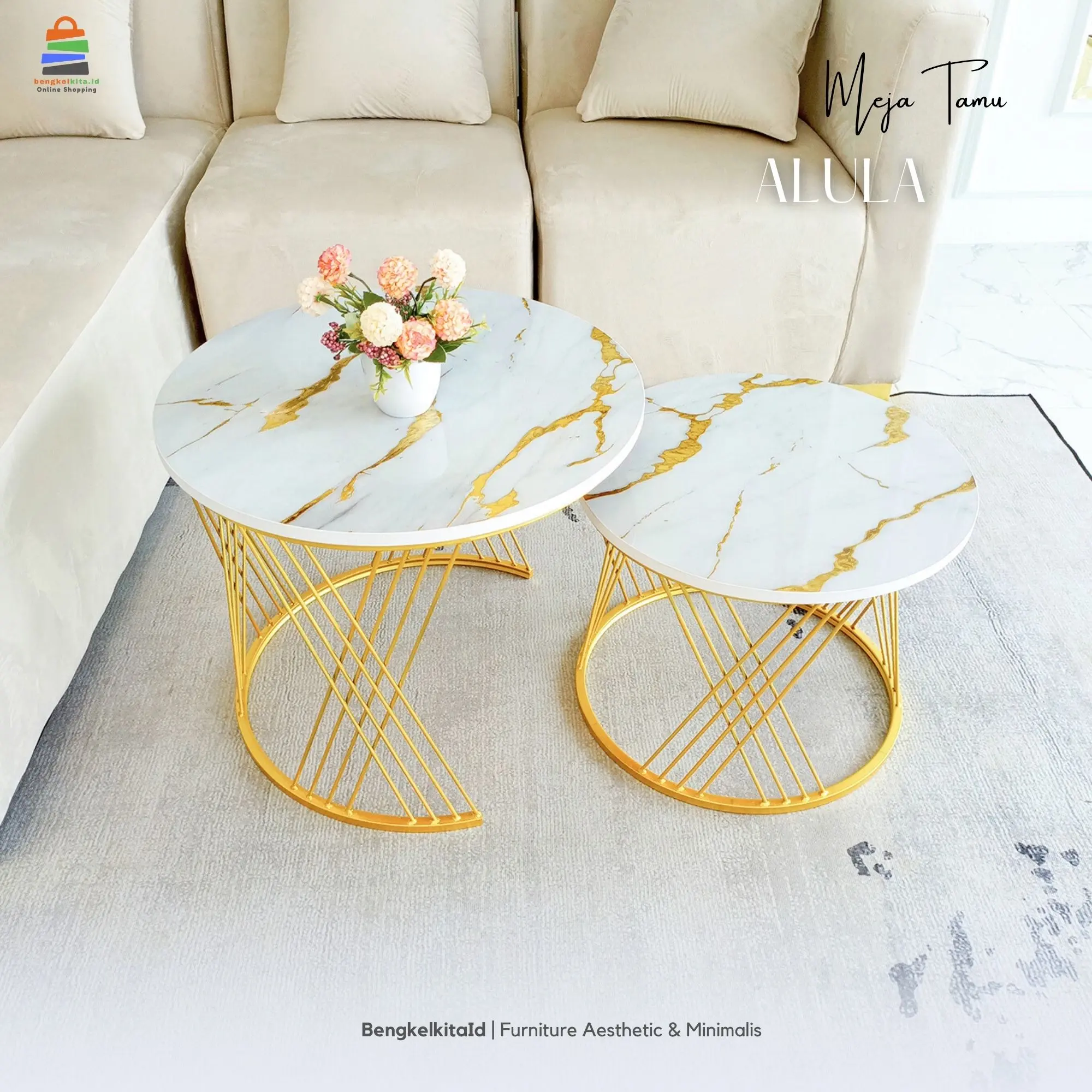 Alula Meja Tamu Minimalis Meja Ruang Tamu Meja Aesthetic Meja Estetik Meja Bulat Meja Sofa