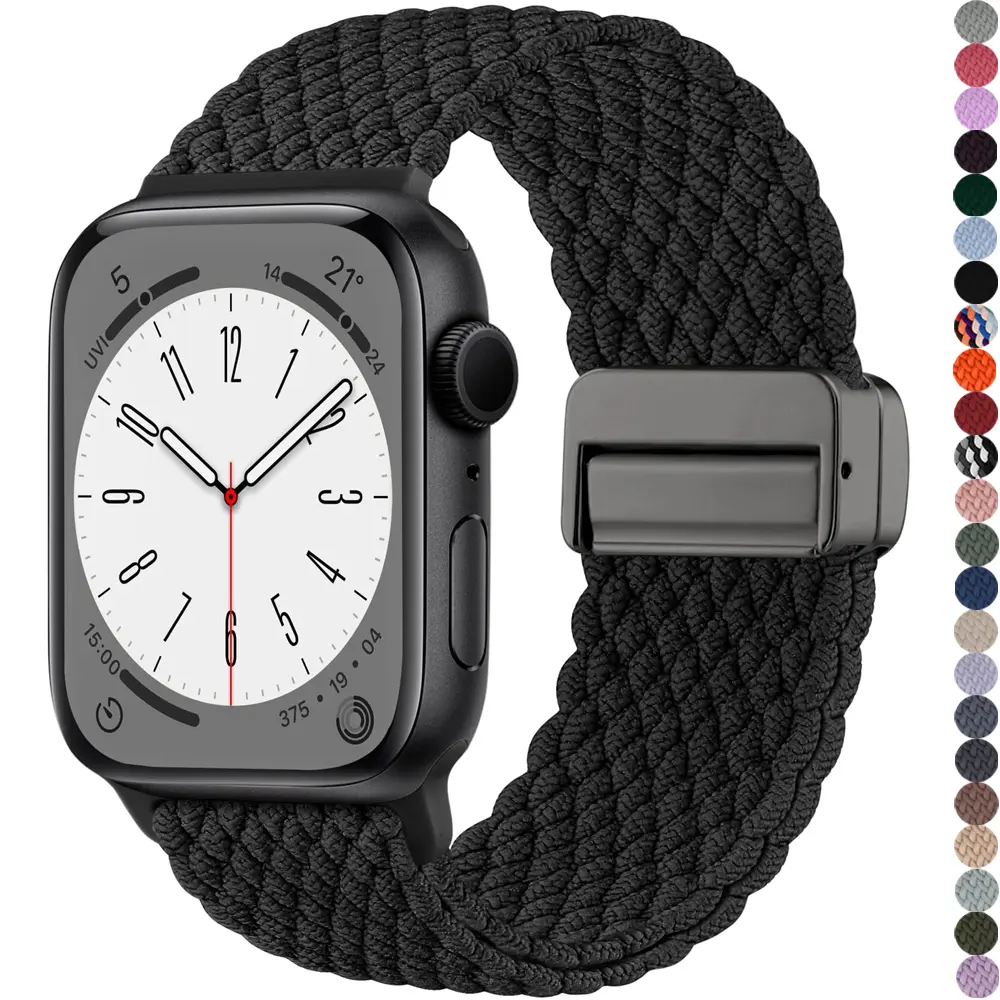 Magnetic nylon Band for Apple Watch straps 44mm 45mm 49mm 46mm 41mm 40mm Adjustable Wristband iWatch Series 10 9 8 7 6 5 4 Ultra
