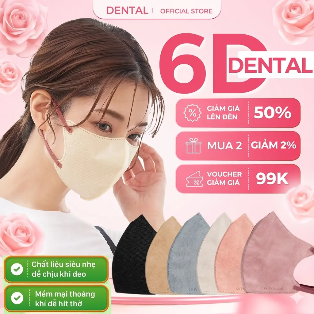 Thùng 200 Và 100 Cái Khẩu Trang 6D DENTAL sản phẩm mới thời trang Sang , Xịn Chống UV & Bụi Mịn Chất Liệu Cao Cấp Kháng Khuẩn An Toàn Cho Sức Khỏe