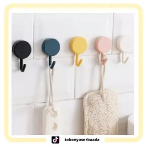 TSA (COD) Gantungan Hook Bulat Polos Tempel Tembok L13-R223 Wall Hook Stiker Dinding Kail Tempel Kuat Serbaguna