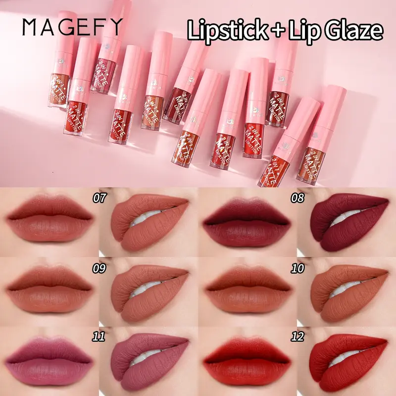 【CUCI GUDANG】MAGEFY Best Deal Hemat Oil Control Loose Powder + 2 in 1 Lipstick 8028+8016 1
