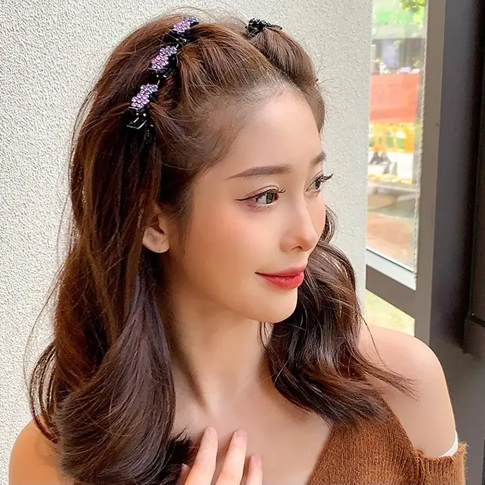 Kẹp Mỏ Vịt Dệt Tóc, Phong Cách Công Chúa Ngọt Ngào Và Bồng Bềnh Kẹp Tóc Hai Lớp, Kẹp Bên Thanh Lịch, Kẹp Thẳng Hoa, Kẹp Bên, Với Kẹp Tóc Trang Trí, phong cách phụ nữ, thời trang thanh lịch và đẹp Women，kẹp tóc 6