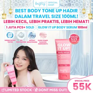 [ NEW LAUNCH 100ml ] Brighty Glow It Up Body Serum Mengurangi Noda Hitam Pencerah Kulit Melembabkan Kulit Memperkuat Skin Barier Body Serum Pemutih Menyamarkan Noda Hitam Penghilang Noda Hitam Pelembab Tubuh Pelembab Kulit Halal MUI
