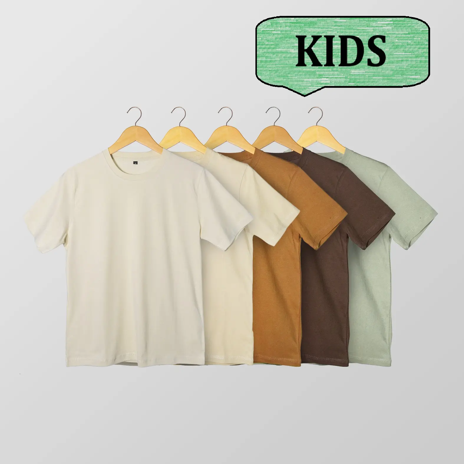 Kaos Polos ANAK LENGAN PENDEK Cotton Combed 30S PREMIUM Unisex Cream - Khaki - Caramel - Coklat Tua - Sage Green Fashion